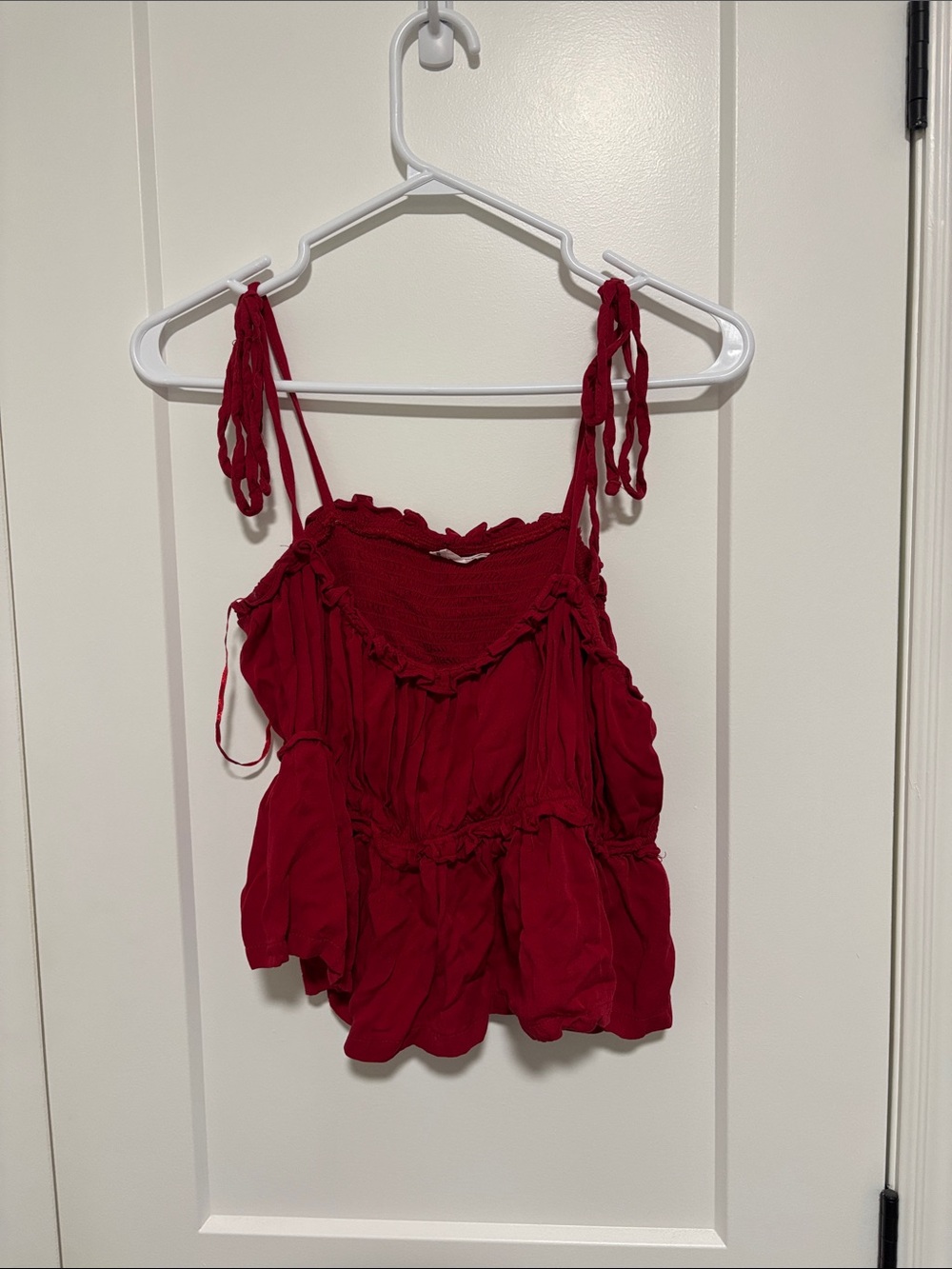 Bluenotes Red Tie-Strap Ruffle Camisole